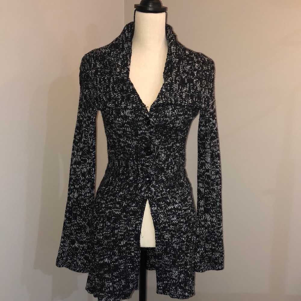 White House Black Market long black sweater; M